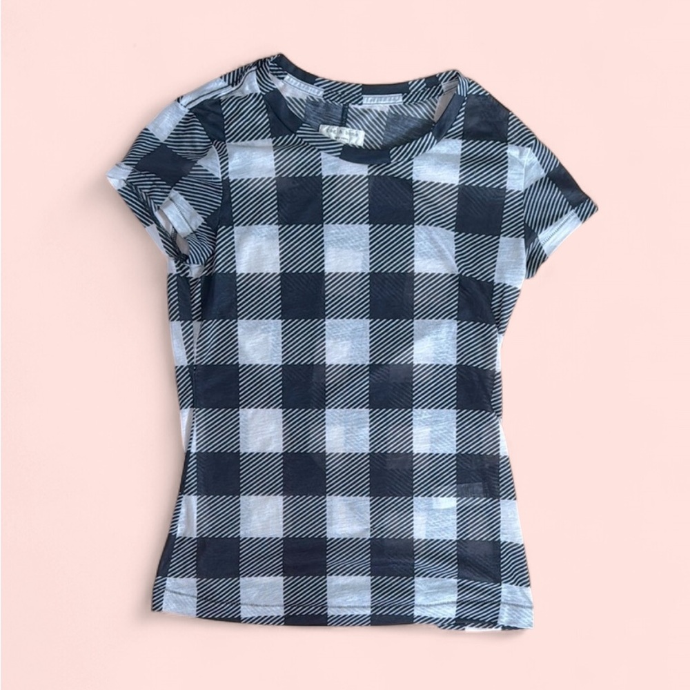 rag & bone Black and White Checkered Short Sleeve Tee
